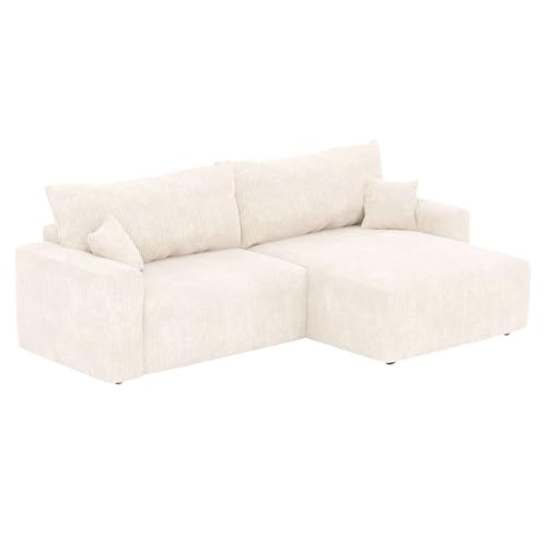 Miroytengo Sofá Cama Chaise Longue 3 Plazas Fini Estilo Moderno Color Beige 234 cm