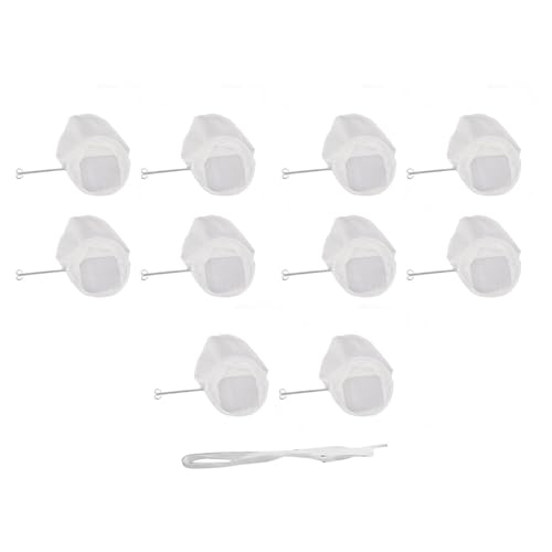 XHTLLO 10Pcs Reusable Ultra Fine Mesh Strainer Bags with Zippers and Hook, for Tea and Coffee Filtration(Large bagsteel annulus)