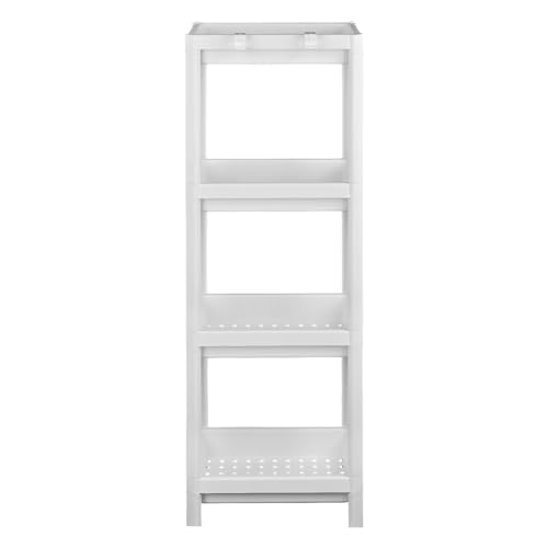 Miniatura 8 de T-Lovendo Estantería Auxiliar Portátil Multiusos Para Baño, Cocina, 4 Baldas Perforadas, Higiénica, Ligera, Fabricada En Pp, Resistente