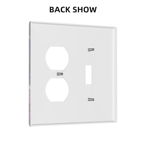 Decorative Outlet Covers Abstract Purple Blue Gold Marble Texture 2 Gang Wall Plate Cover Single Toggle Duplex Combo Two Switch Light Switch Cover Plate GFCI Faceplate for Home Decor