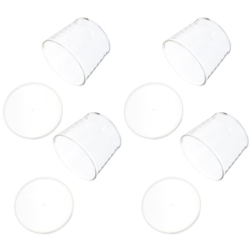 POPETPOP Vasos de Vidrio con Tapa Boca Ancha Transparente para Leche Zumo y Pudin Diseño Compacto y Sellado sin Fugas Apto para Uso Doméstico y Reuniones Familiares
