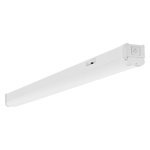 Image of Sylvania 4ft Linkable LED Shop Light Double Barrel, 3 CCT (3000 /4000 /5000K) Select, 40W, 4500 LMS Utility LED Strip Light Fixture for Garages, White - 1 Pack (66738)