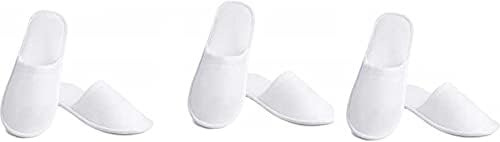 convious Pack of 3 Pairs White Disposable Slippers, Cotton Closed Toe Hotel, Salons, Spa Slippers for Women and Men, Breathable Non-Slip Slippers for Hotel, Guests, Travel-picture-13