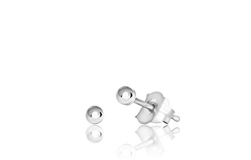 14K White Gold Ball Stud Earrings (2mm - White Gold)