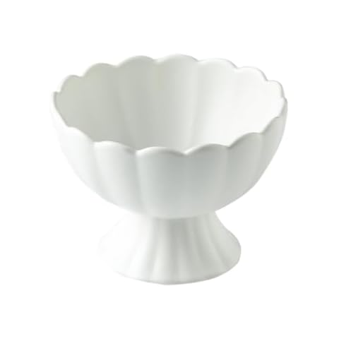 WAIT FLY Macaron Color Ceramic Dessert Bowl Footed Trifle Bowl Ice Cream Bowl Pudding Bowl Serving Bowl for Fruit, Salad, Candy, Snack-White-6 OZ Cover