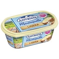 Mantequilla C. Lechera Asturiana –Variedades Tradicional, Ligera y Sin Lactosa,En Barquetas de 250 Gr.(Envío Refrigerado) (2 BARQUETAS DE 250 G., Mantequilla Ligera 250g)
