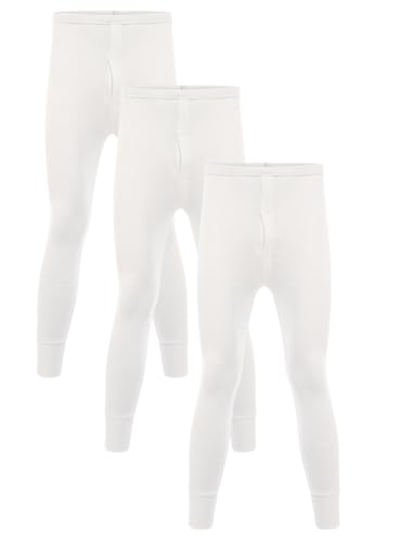 SOHOBABY Lot de 3 caleçons thermiques gris noir blanc pour homme, blanc, L
