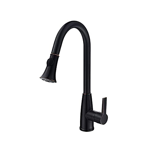Cabezal rociador extraíble para grifo de cocina telescópico y mezclador giratorio negro