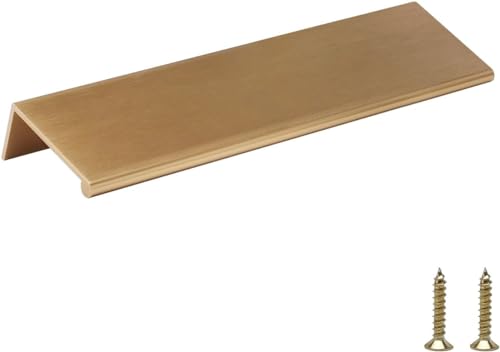 Image of Rergy 30 Pack 5 inch Cabinet Pulls Champagne Bronze Finger Pulls for Cabinets | Aluminum Alloy Champagne Gold Edge Pulls Modern Cabinet Handles for Kitchen, Cupboard, Drawers, Dressers, Screws Included