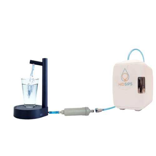Desktop Water Dispenser kit with 4L Mini Fridge Water Storage and Filtration System, Water Cooler for nightstand and Bedside, Under Bed or Desk, Bedside, Convenient Water Pump (Blue)