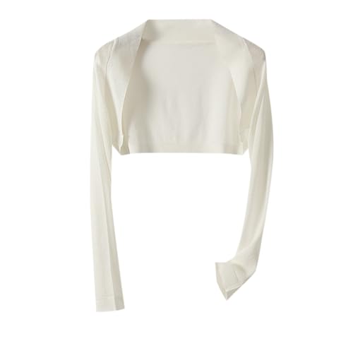 Generisch Chaqueta de punto para mujer, cárdigan para hombre, cárdigan corto para mujer con chaqueta solar, cubierta, camisa con aire acondicionado, chaqueta para el sol, Blanco, M
