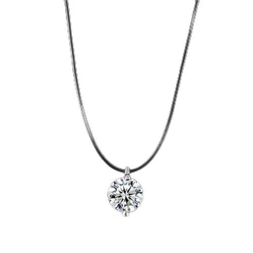 Collier ras du cou invisible en fil de pêche transparent et strass argenté pour femme