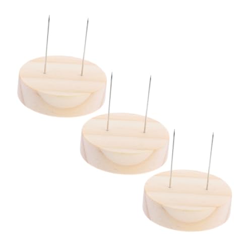 STOBAZA 3pcs Wooden Doll Stand Base Double-pins for Clay Doll Display Holder Sturdy and Sturdy