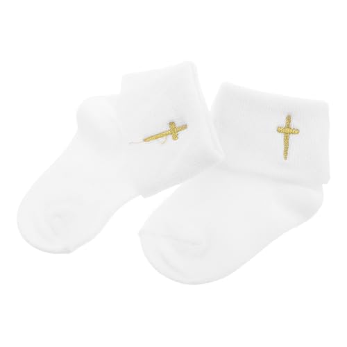 COLLBATH Newborn Infant Toddler Baptism Socks White Ruffle Booties Comfortable Cotton Baby Anointing Socks
