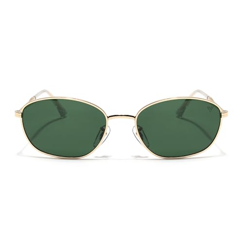 Image of Voyage Oval Polarized Sunglasses for Men & Women (Black Lens | Grey Frame - MG7625)
