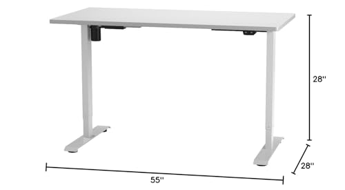 FLEXISPOT EN1 One-Piece Electric White Standing Desk 55 x 28 Inch Desktop Adjustable Height Desk for Home Office and Computer Workstation (White Frame + 55" White Top, 2 Packages)
