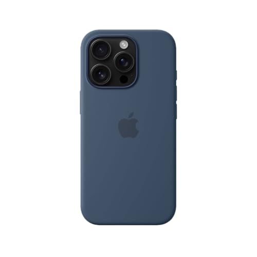 Image of Apple iPhone 16 Pro Silicone Case with MagSafe and Camera Control: Lightweight Phone Case, Wireless Charging Compatible, Smooth Matte Finish; Denim