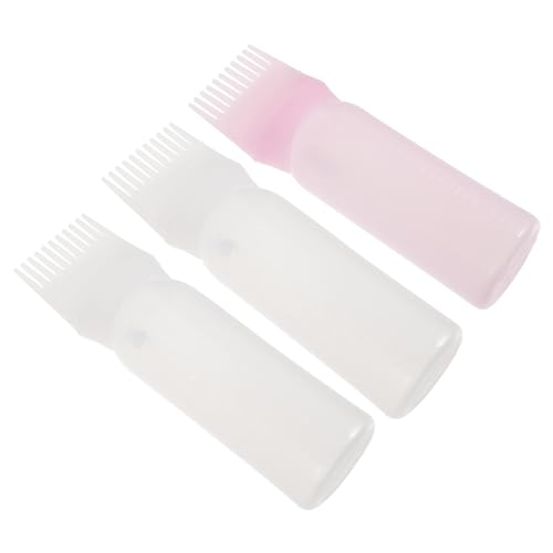 Veemoon 3 Piezas Botellas Aplicadoras para Peluquería con Peine para Lavado y Teñido de Cabello Botellas de Plástico Duraderas para Salón y Doméstico Distribución Uniforme de Color