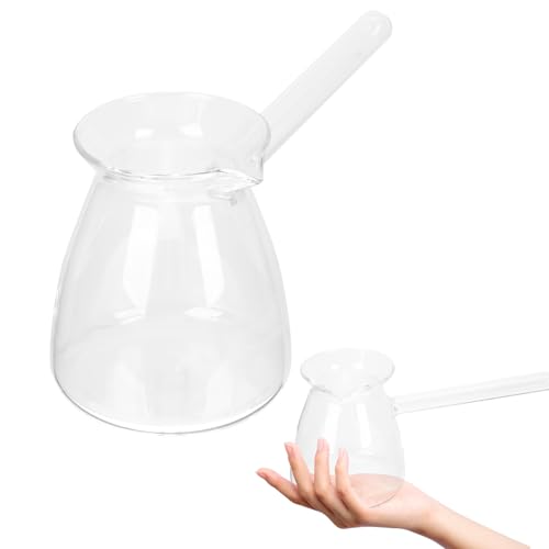 TOKIDNY Olla de Grueso con Asa Lateral Turca Tetera Transparente para Cocina Hervidor Multiusos para Café Té y Leche Apta para Abierto y Estufa