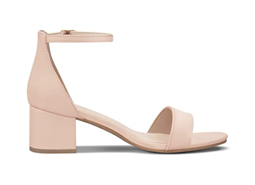 Party Women's Block Heels, Ankle Strap Low Heel Pump Sandals, Vianna-Nude Nubuck-8 #TOP3