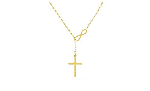 Collier lariat infini en argent sterling 925 pour fille avec pendentif croix élégant