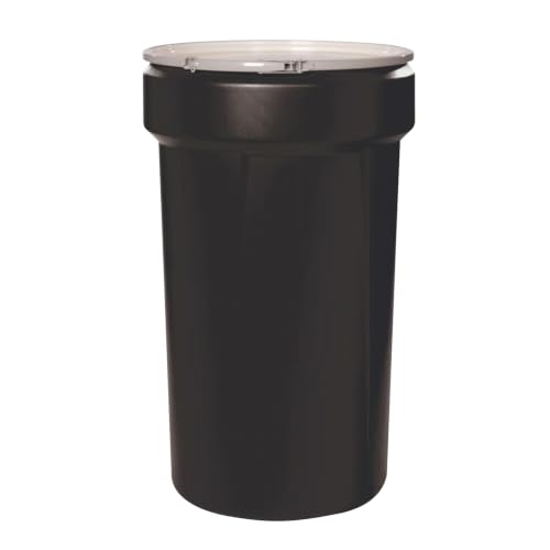 Eagle Plastic Drum, 55 Gallon Drum, DOT Compliant, Made in USA, Black | High-Density-Polyethylene Construction, Open Head Lab Pack Drum, Metal Lever-Lock Lid, Hazardous Material Storage, Transport