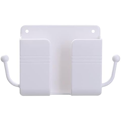 Adhesive Remote Control Holder, Wall Mount Media Player Controller Holder, TV Remote Organizer Caddy Box for Bedside, Storage Case with Bottom Slot for Phone Charging(White(1PC)) Cover