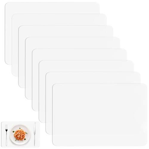 8 Stück Tischunterlage Esstisch, Tischsets Platzsets Abwaschbar, 30x40cm Platzdeckchen Kunststoff, Tischmatte durchscheinend, Tisch Untersetzer Hitzebeständige Schreibunterlagen für Küche Speisetisch