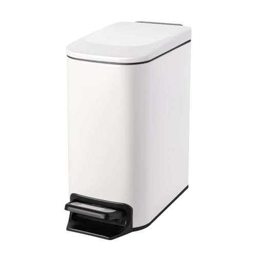 Caneca de basura pequeña AMVRA con pedal y tapa blanca 6 L