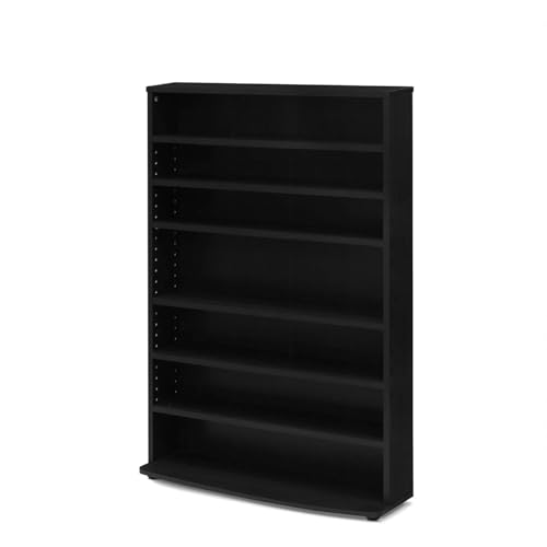 HomeStock Multimedia Storage Tower – Adjustable Shelves for DVDs, CDs & Games Espresso/6 Tier