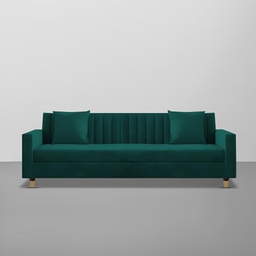 Image of Casaliving Garcia 3 Seater Sofa Set for Living Room (Pine - Colour Fabric) Premium Fabric Sofa Set