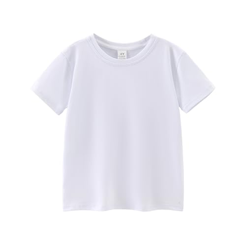 Image of Kids T Shirt Short Sleeve Crewneck Tee for Toddler Boys and Girls Cotton Basic Summer Top 2-6 Years