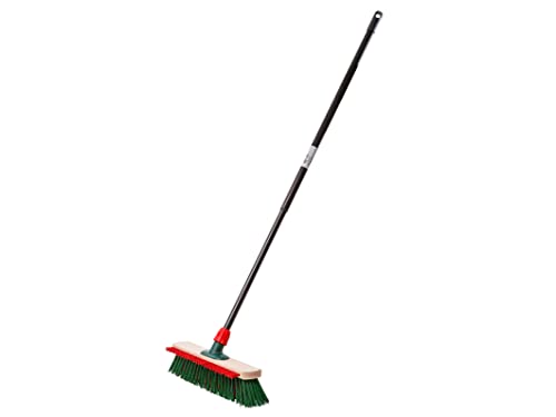 Escoba de calle alto/profundidad 40 cm con cerdas graduadas + borde rascador + mango telescópico 1,42 m - Escoba de barrido - Escoba de calle - Escoba de calle - Escoba para uso diario Cover