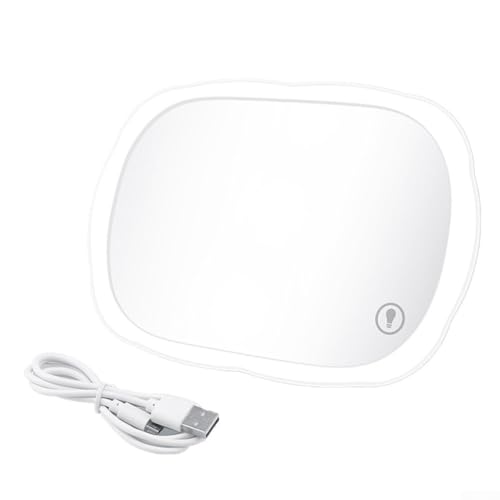 Yhenlovtt Espejo de maquillaje LED para interior de coche con iluminación táctil capacitiva, 3 niveles de brillo, restauración de luz natural, tecnología de reducción de sombra, se adapta a la placa