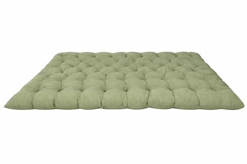 Image of ATOOTFUSION Soft Cotton Quilt | Foldable Light Weight Filled Single Firm Cotton Quilt Mattress| Gadda (Solid Coloured, 2 Sleeping Capacity, 5 x 6 ft or 72 x 60 Inches Queen) (Sage Green)