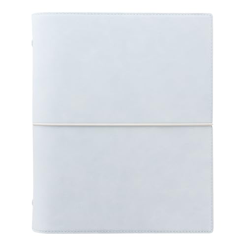 Filofax Domino Soft Organizer, A5 Size, Pale Blue - Smooth, Leather-Look, Grain Effect, Tactile, Six Rings, Week-to-View Insert, Multilingual (C022603)