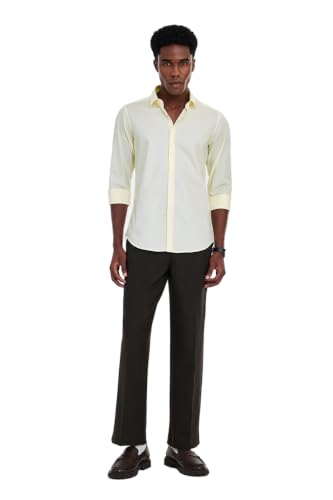 Image of SNITCH Men Formal Shirt | Slim Fit Full Sleeve Spread Collar Solid Design | Premium 100% Cotton & Breathable Fabric for Office, Business Meetings