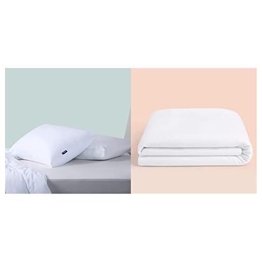 Casper Sleep Pillow for Sleeping, King (Pack of 2), White 2 Count & Sleep Waterproof Mattress Protector, King, White
