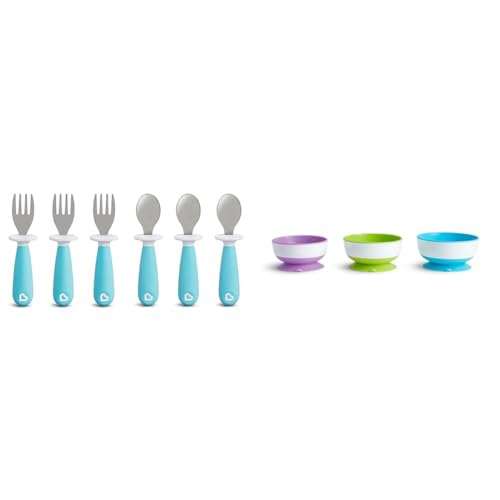 Image of Munchkin® RaiseTM Toddler Fork and Spoon Set and Stay PutTM Suction Bowls for Babies and Toddlers, 3 Pack