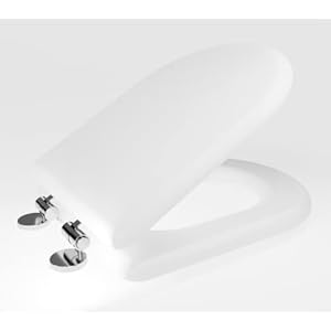 Adshank Toilet Seat Cover | White shade/color/effect | Non Soft Close Hinges | Model : AI 2004D 00 PTPn | Adaptable/Suitable for D shaped Commode / Sanitaryware / Toilet | With complete factory fitted Hinges & Seat Fixing Hardware kit included.