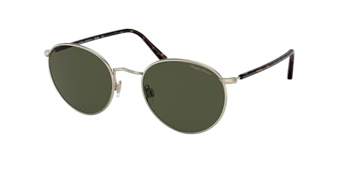 Ralph Lauren Man Sunglasses Shiny Pale Gold Frame, Green Lenses, 51MM