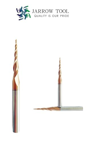 Image of 2pcs Tapered Ball Nose End Mill 2.0mm Tip Diameter (Radius=1.0mm) 5 /4 inch*1 /4 inch *3 inchShank with CNC Router Bit 2D and 3D Engrave Carving Woodworking Tool