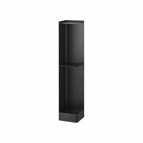 Yamazaki 1490 TOWER Porta carta igienica slim con ruote, nero, Acciaio/Magnete, minimalista, 16x16x80.5 cm