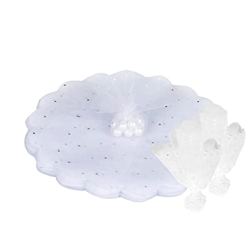 70 pièces Voiles de Fée avec Bords Satinés en Relief, Tulle Organza, Blanc Fée Tulle Organza Ronde Cadeaux de Mariage, Do It Yourself Confetti