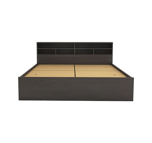 Image of DesignFit Engineered Wood King Size Bed with Box Storage | Wooden Double Bed Cot Palang Furniture for Bedroom Living Room (Wenge Finish) |1 Year Warranty