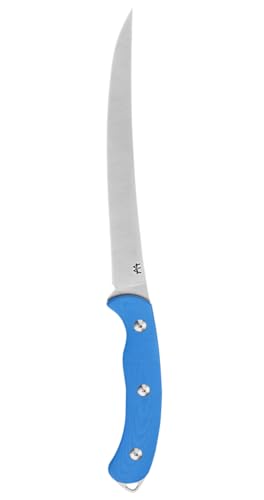 Williams Knife Co. Inshore Fillet Knife | Razor-Sharp S30V Steel Blade | G-10 Finger-Grooved Handle | Corrosion Resistance | Molded Protective Sheath Blue