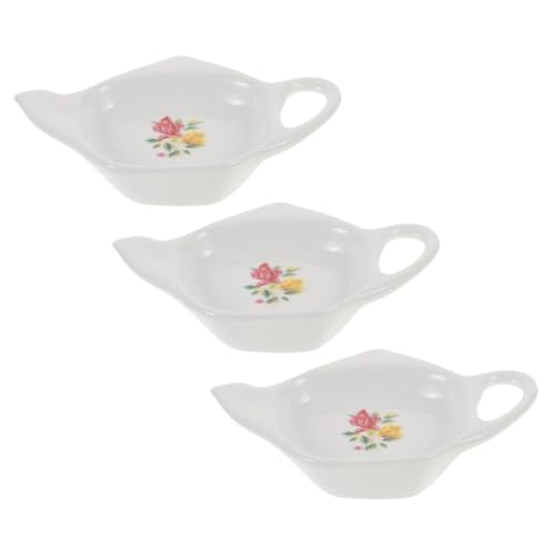 MAGICLULU 3Pcs Ceramic Teabag Holder Multi Purpose Tea Bag Organizer for Home Kitchen and Tearoom Use Coaster and Spoon Rest for Afternoon Tea