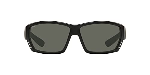 Costa Del Mar Men's Tuna Alley Low Bridge Fit Polarized Rectangular Sunglasses, Matte Black/Grey Polarized-580G, 63 mm