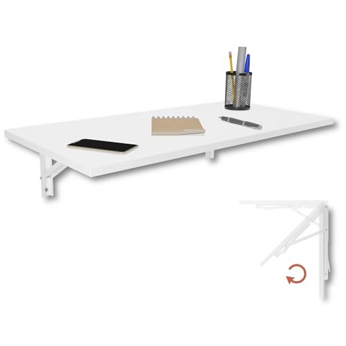 Mesa plegable de pared, 80 x 40 cm, color blanco, mesa de comedor, mesa de cocina, mesa de bar, mesa de pared, mesa de bar, mesa de pared, plegable, para montaje en pared, oficina, cocina, comedor