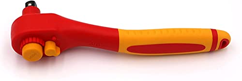 Wedo 1/4" Ratchet Wrench Insulated, Electricians Safety Wrench, Vde 1000V Anti-Slip Handles, Head Die-Forged Of Chrome Vanadium Steel. Length 6". #TOP2